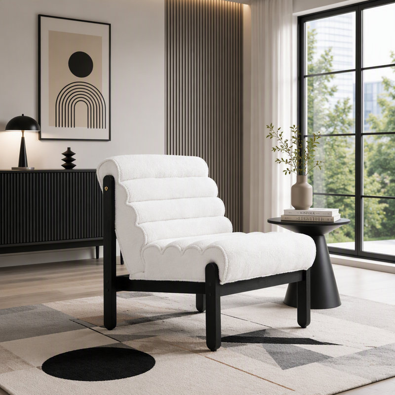Fauteuil d'appoint Fluffy, Noir, Blanc