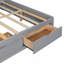 Lit de jour double en bois avec trois tiroirs, bureau, tablettes et lumières, gris