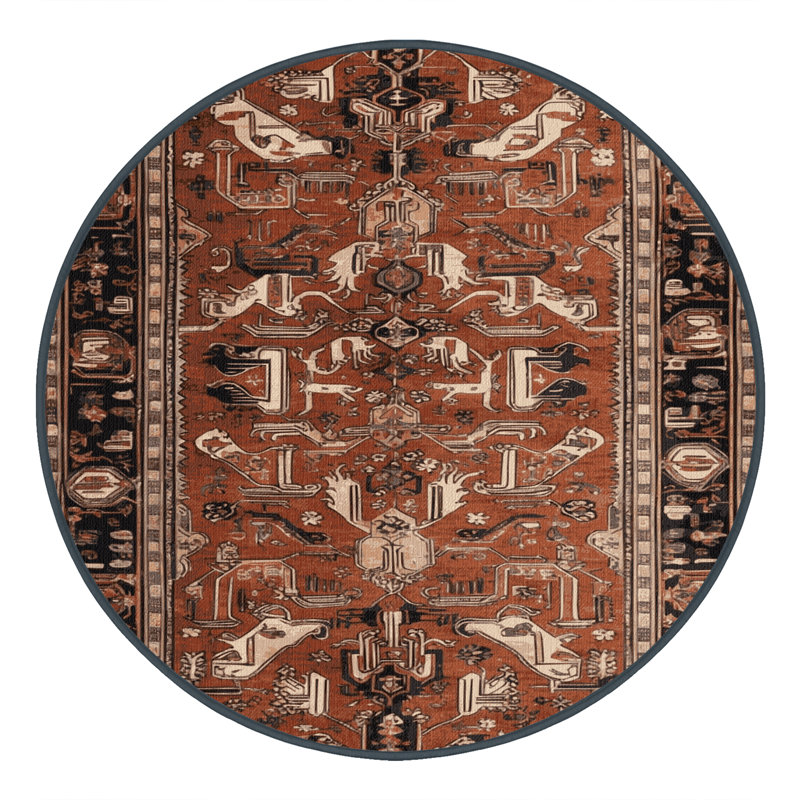 Tapis brun lavable à la machine, Rond 4 pi