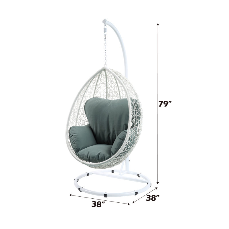 Balancelle avec support Burchett, Blanc / bleu sarcelle