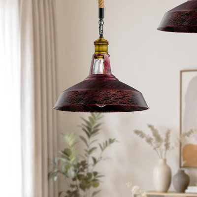 Pendant Barn Light Fixture with 37.4 Inches Adjustable Cord,Ceiling-Mounted Vintage Hanging Light Fixture,Farmhouse Style Industrial Pendant Light for Kitchen Island, Dining Room.