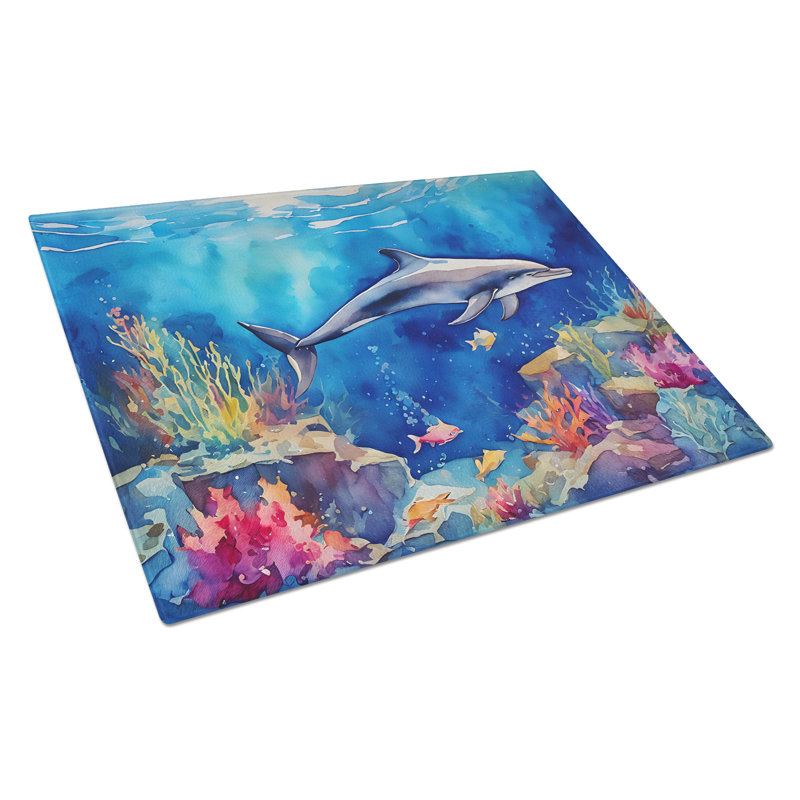 Dolphin Glass Cutting Board Large