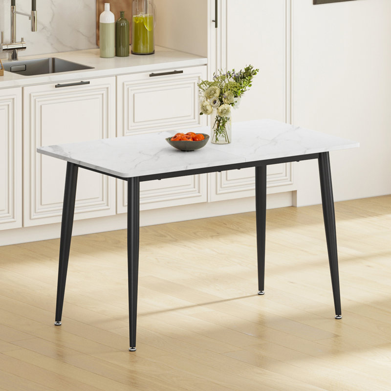 Metal Base Dining Table, White