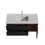 Meuble-lavabo de 48 po en noyer Grace avec lavabo à surface solide blanc brillant et tiroirs noirs doux, meuble-lavabo mural flottant pour salle de bain moderne, sans drain ni robinet, pré-assemblé