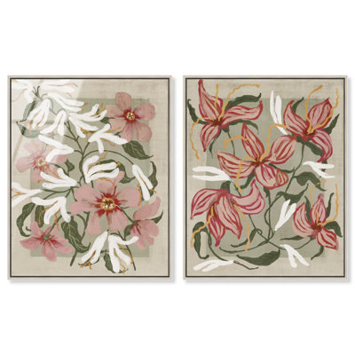 Lilies Flower Set High-Gloss Frameless Acrylic Glass Wall Art Floral & Botanical Print by Oliver Gal, Ready to Hang, 16 x 20