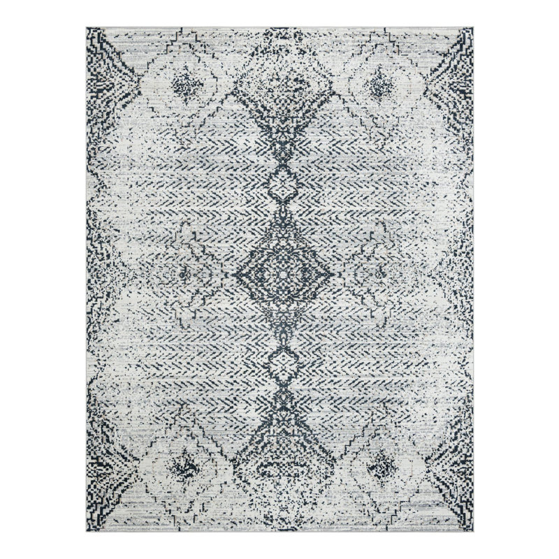 Tapis noir et blanc Langley Street® Chevron Massie, Rectangle 9 pi x 12 pi