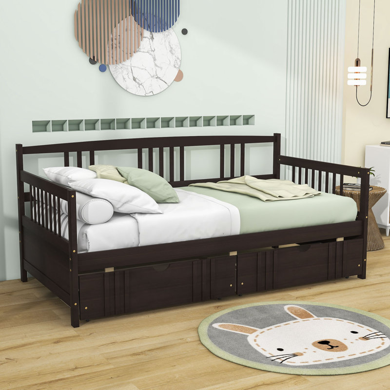 Dzidis Daybed with Drawers, Espresso, Twin