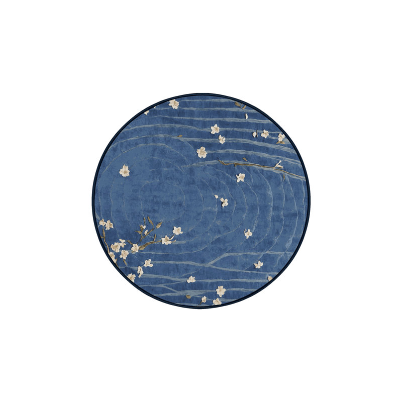 Tapis gris soyeux et moelleux, Rond 4 pi