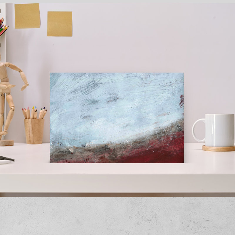 «Red Earth Horizon», impression audacieuse de paysage contemporain nature, H 12 po x l 18 po