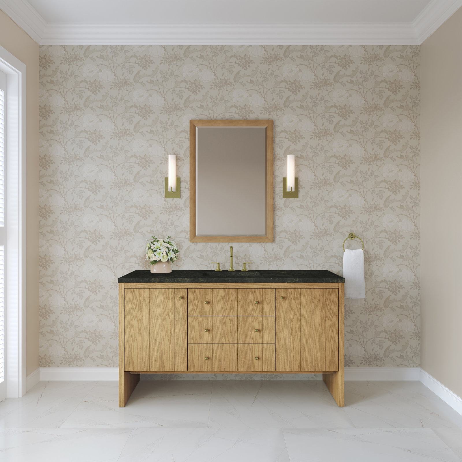 Hudson 60'' Single Bathroom Vanity, Light Natural Oak, Phantome Eclos, 8" Widespread