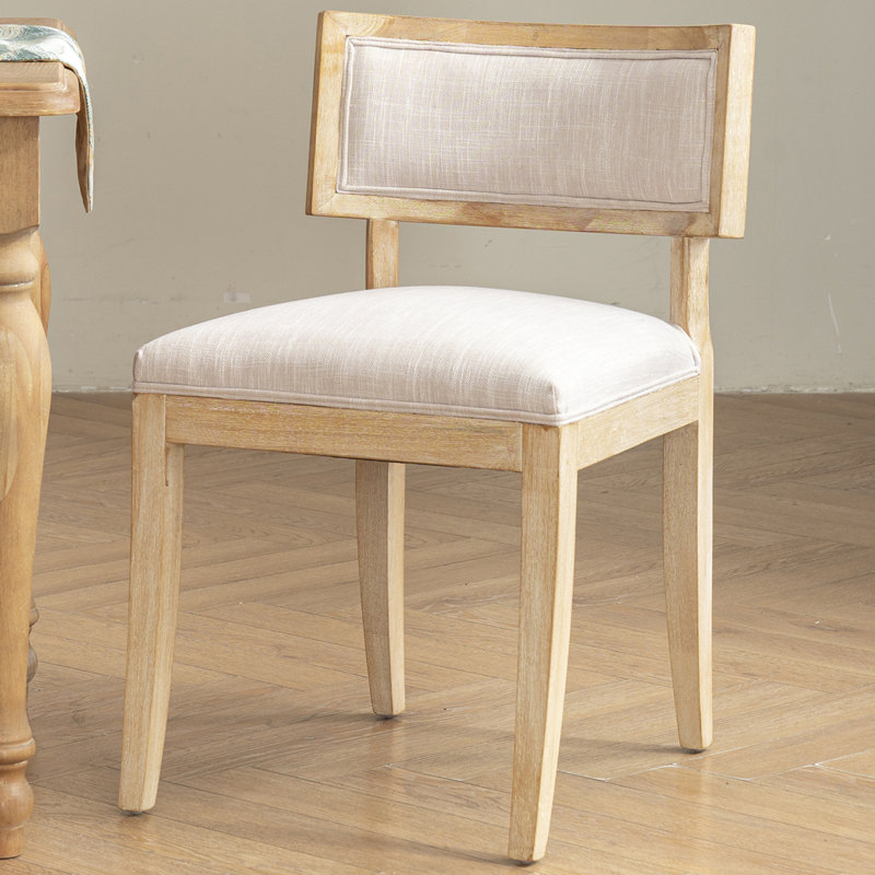 Modern Upholstered Linen Fabric Beige Dining Chairs With 5.12” Thick Seat Cushion, Armless Wood Kitchen & Dining Room Chairs, Fully Assembled