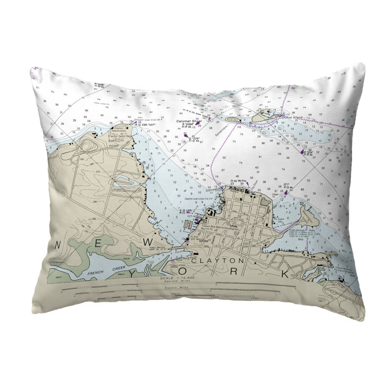 Nautical Map Outdoor Reversible Throw Pillow