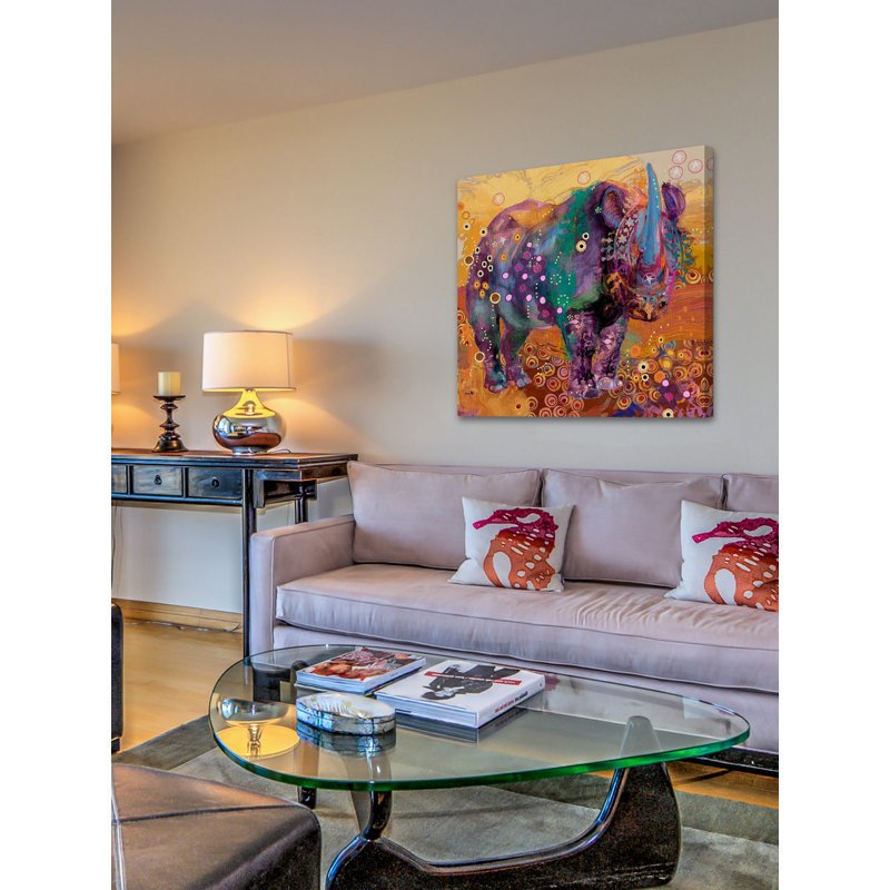 « the last rhino » par evelia, reproduction d’art sur toile tendue, H 48 po x l 48 po