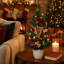 Sapin de Noël illuminé en PVC de 61 cm (24 po) avec 30 lumières DEL, minuterie à 8 fonctions, baies rouges et ruban de satin – Décoration festive de table pour bureau ou foyer – Sapin de 61 cm (24 po) avec 30 lumières à 8 fonctions et minuterie-1154866204-1154866205