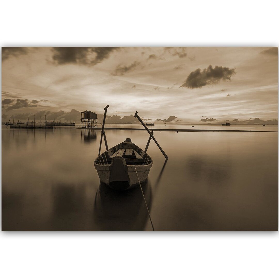 Leinwandbild Boot auf stillem See 1