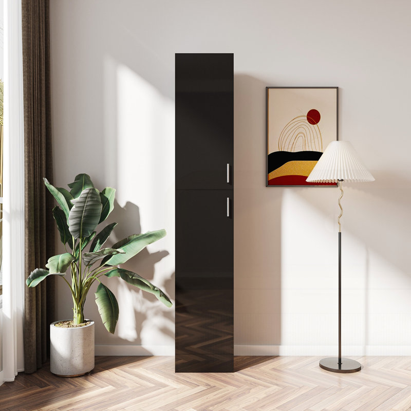 Armoire autoportante avec tablettes réglables et deux portes, Black