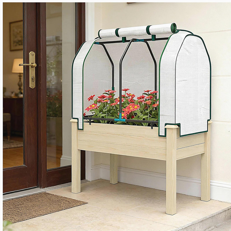 Jardinière compacte, jardin surélevé pour l'extérieur, Bois naturel