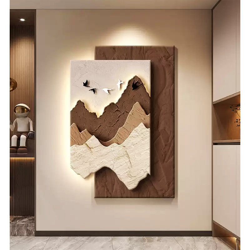 Décoration murale moderne en grès minimaliste à DEL, H 59,06 po x l 39,37 po x P 1,57 po