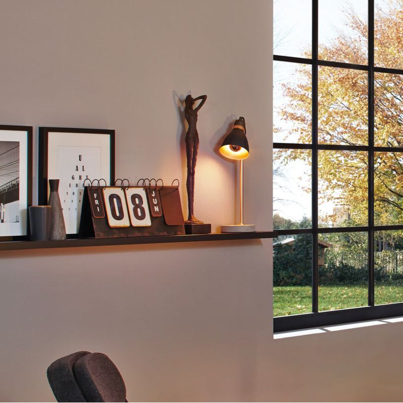 Tadashi Concrete Desk Lamp, Black lamp shade/Copper coloured stand