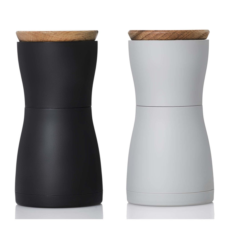 AdHoc Twin Black and White Ceramic Salt and Pepper Mill Set