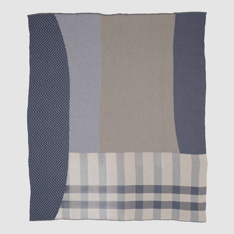 In2Green Patchwork Chevron Knit Green Throw, Green