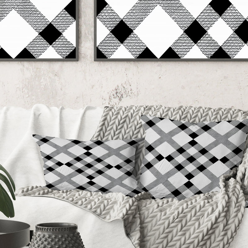 Coussin blanc moderne Houndstooth I - Modern