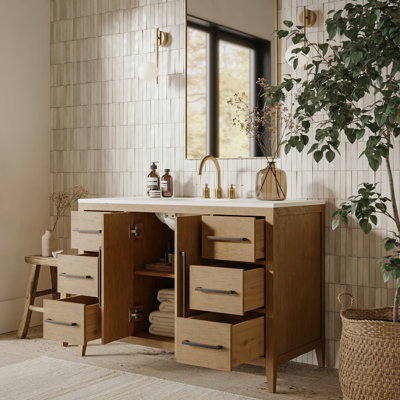 Alsup 48'' Single Bathroom Vanity with Quartz Top
