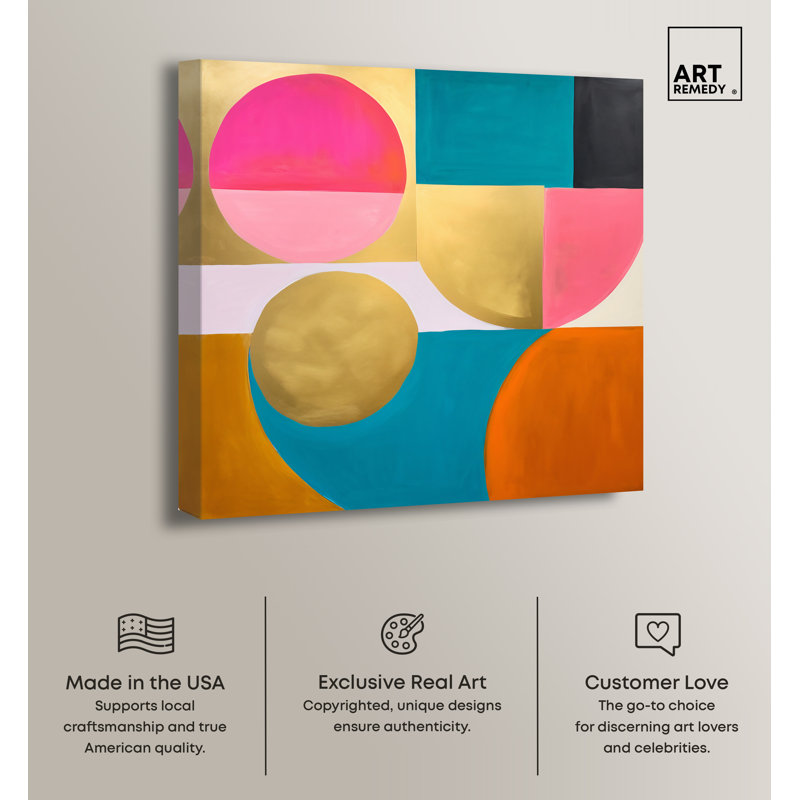 Colorful Geometric Abstract Canvas Wall Art, 16" x 16"