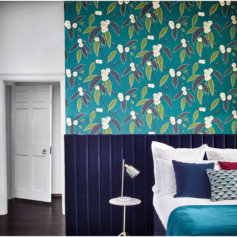 Coppice 10.05m x 68.6cm Wallpaper Roll, Peacock / Azalea / Midnight