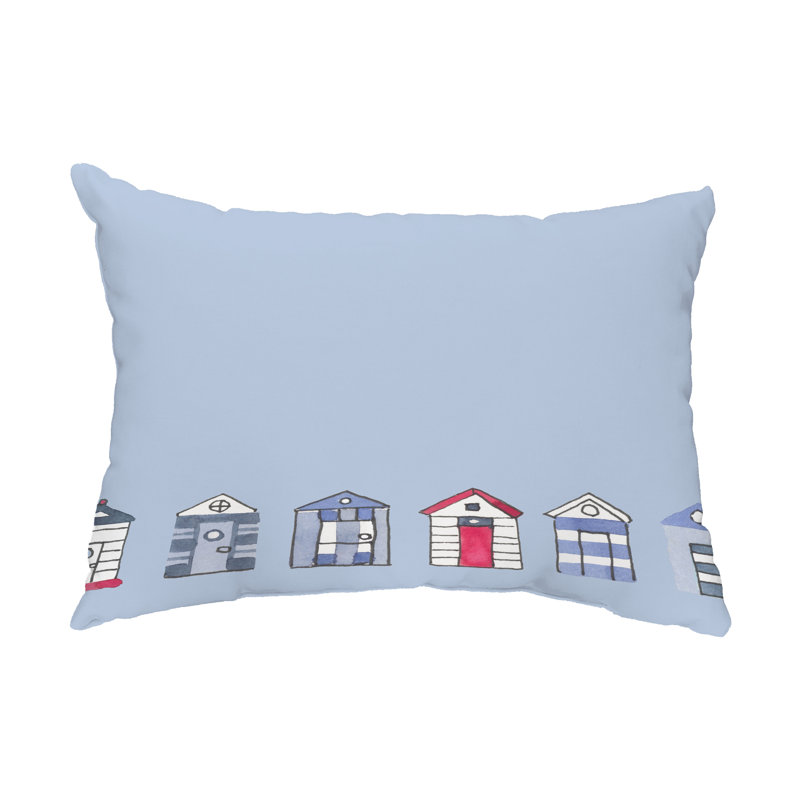 Coussin lombaire d'extérieur Beach Huts, Bleu pâle