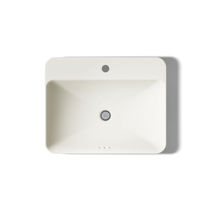 Vox Vitreous China Rectangular Vessel Bathroom Sink with Overflow, Biscuit, 1