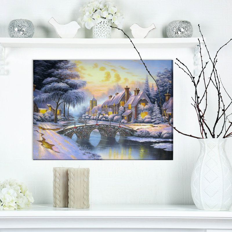 Cobblestone Christmas - Impression sur toile tendue, H 20 po x l 20 po x P 1 po