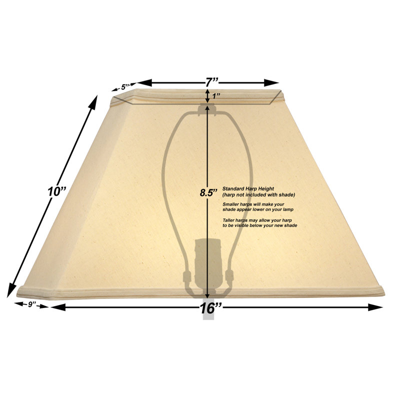 Abat-jour rectangulaire en lin beige clair H 9,5 po x l 9 po