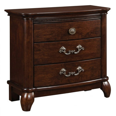 Zamoka Brown Cherry 3 Drawers 27.5 In. W Nightstand