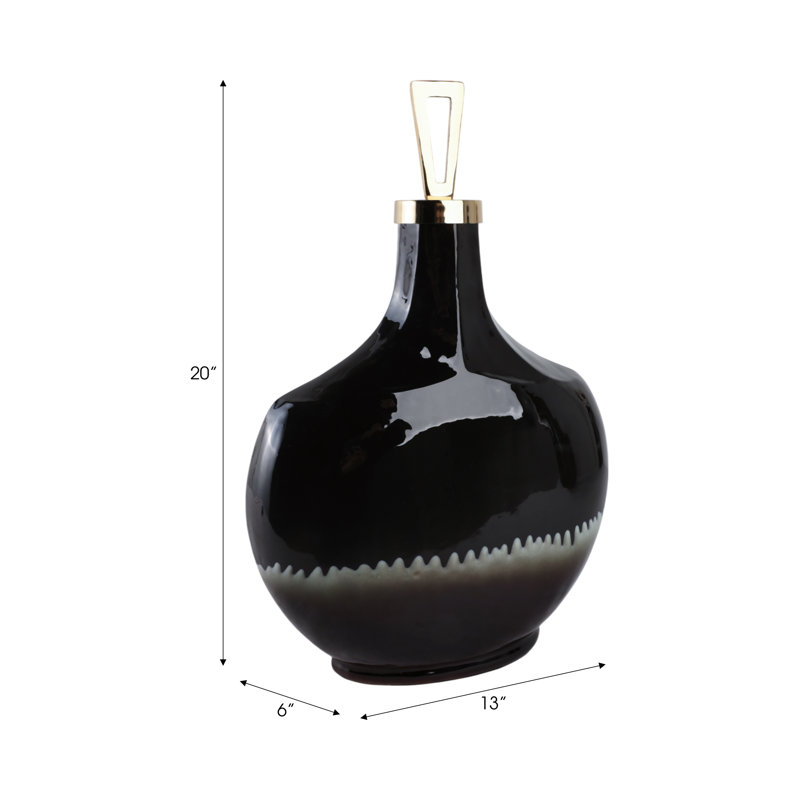 Sagebrook Home 16" Oliver Small Glass Bottle, 20" H x 13" W x 6" D