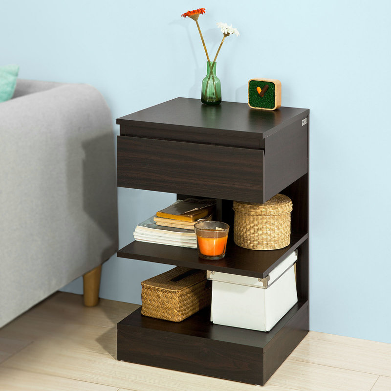 Irasville 39 cm W Bedside Table, Brown