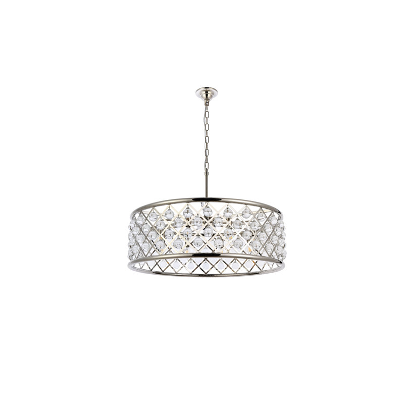 Luminaire suspendu tambour 8 lumières Misako, Nickel poli