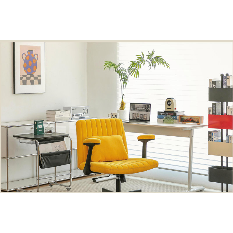 Chaise de bureau moderne avec accoudoirs, chaise de bureau d'ordinateur avec roulettes, Jaune