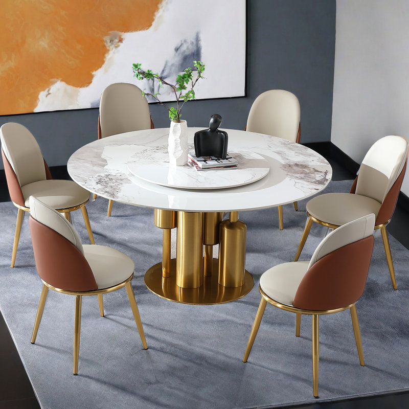 Chaises de salle à manger modernes beige, cuir PU avec pieds en métal, 2 pièces confortables en beige, revêtement, pieds rouille