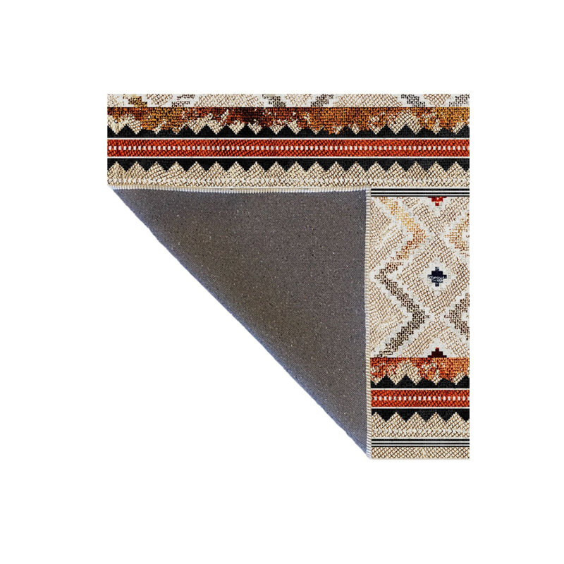 Tapis décoratif beige lavable à la machine, Tapis de couloir 3 pi 3 po x 9 pi 10 po