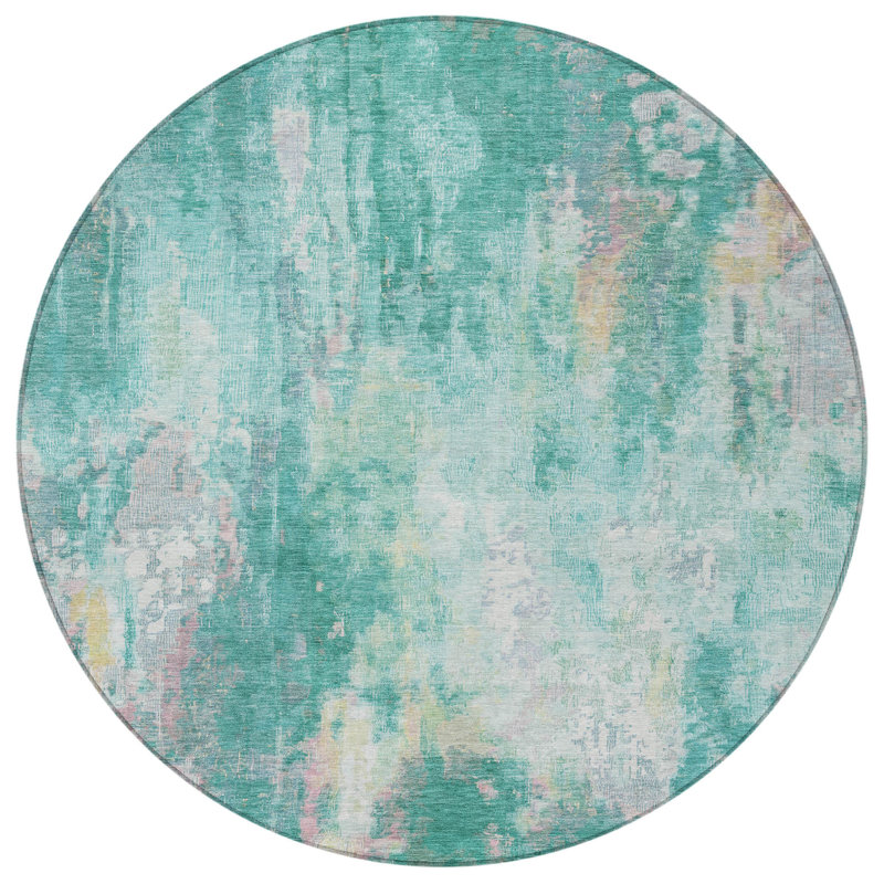 Tapis rond bleu 8 po