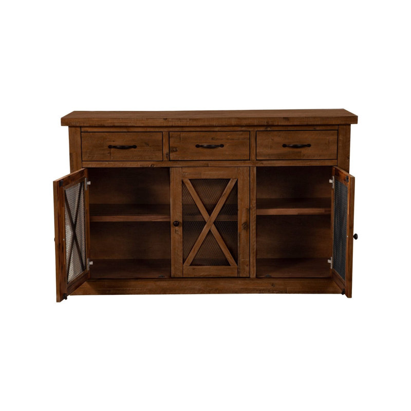 Bianca Solid Wood Sideboard, Medium Brown