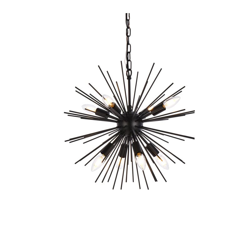 Sumler 8-Light Dimmable Sputnik Sphere Chandelier, 18" H x 20" W x 20" D, Black