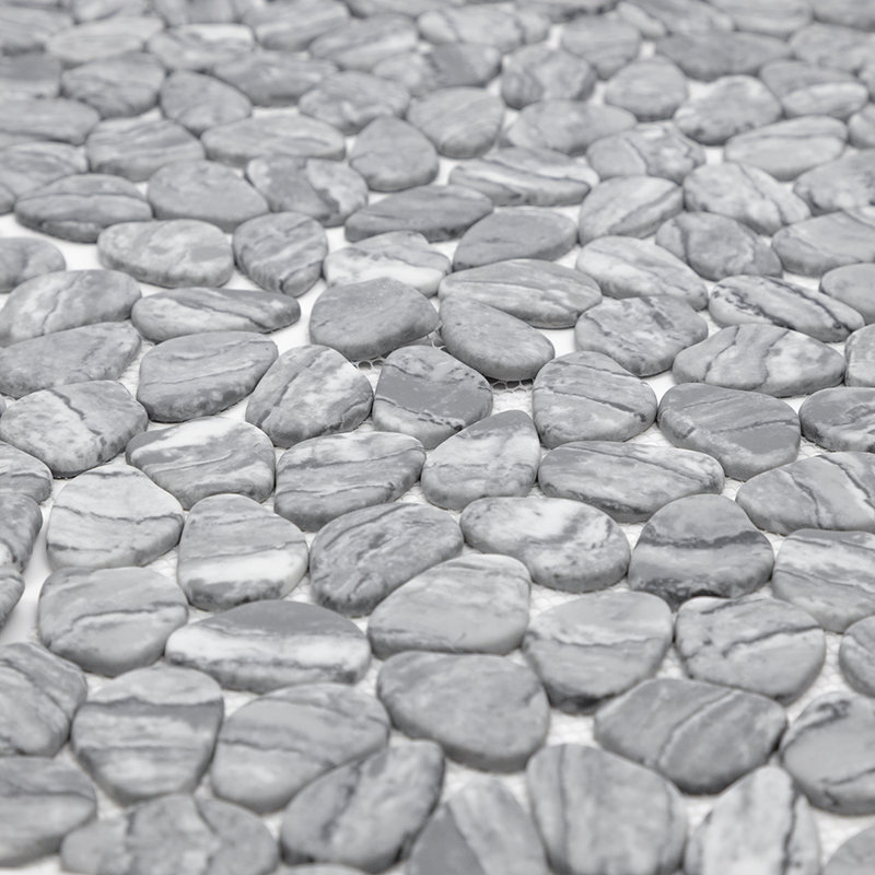 Recycled Cenote Pebble 13" x 13" Glass Wall & Floor Tile, Smoke Gray