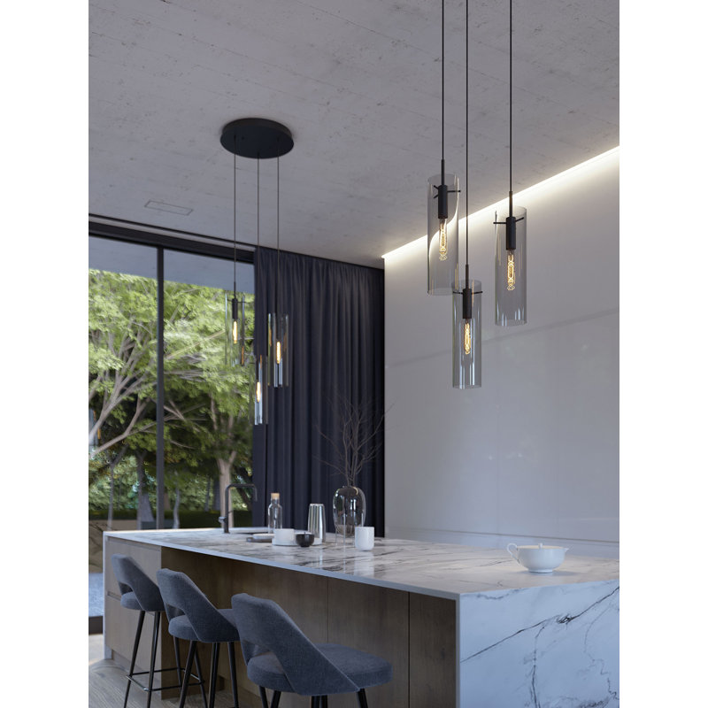Luminaire suspendu rond 3 lumières Leo - 120V - 60W, Noir, noir, noir, noir