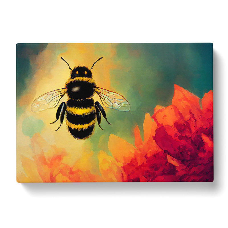Bumble Bee Art - Wrapped Canvas, 40cm H x 60cm W x 3cm D