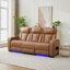 Ensemble de canapés inclinables électriques 3 pièces en cuir PU avec haut-parleurs Bluetooth, lumières DEL, console centrale et porte-gobelets-121726940