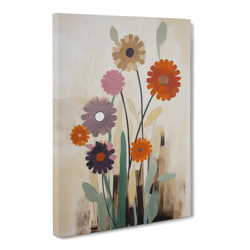CAN-V0523-1498X Mid Century Flowers Vol.9 - Wrapped Canvas Print, 50cm H x 35cm W x 3cm D