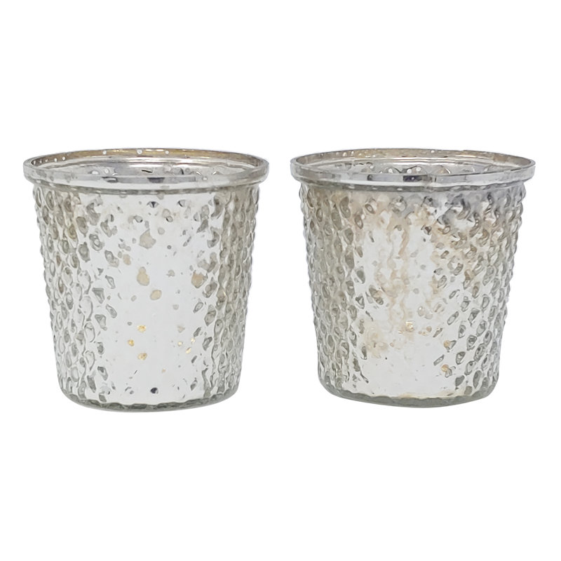 4'' H Glass Tabletop Votive Holder, Silver