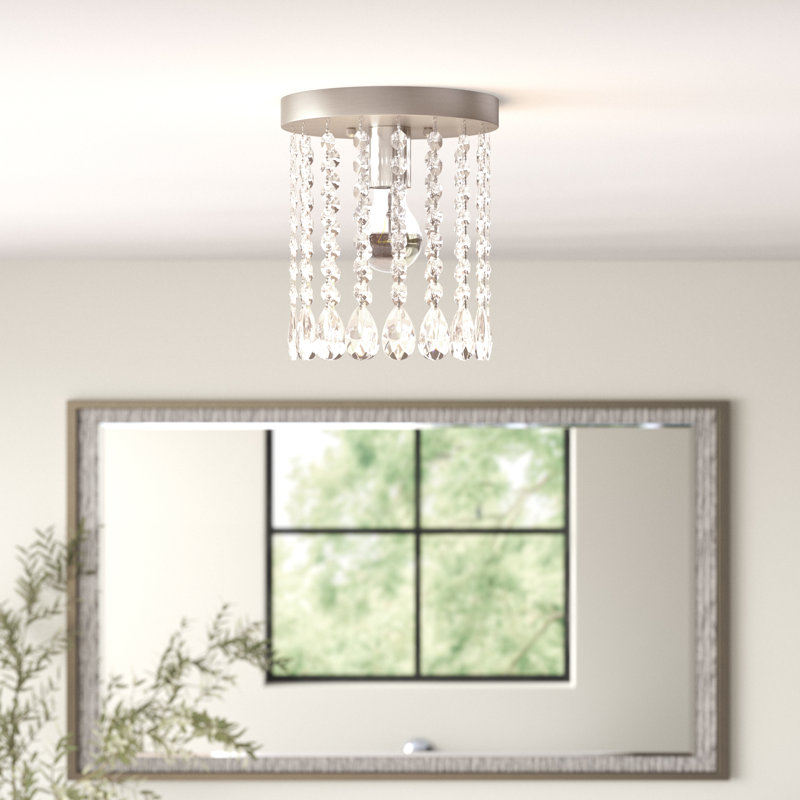 Plafonnier encastré 1 lumière 8 po, Nickel brossé
